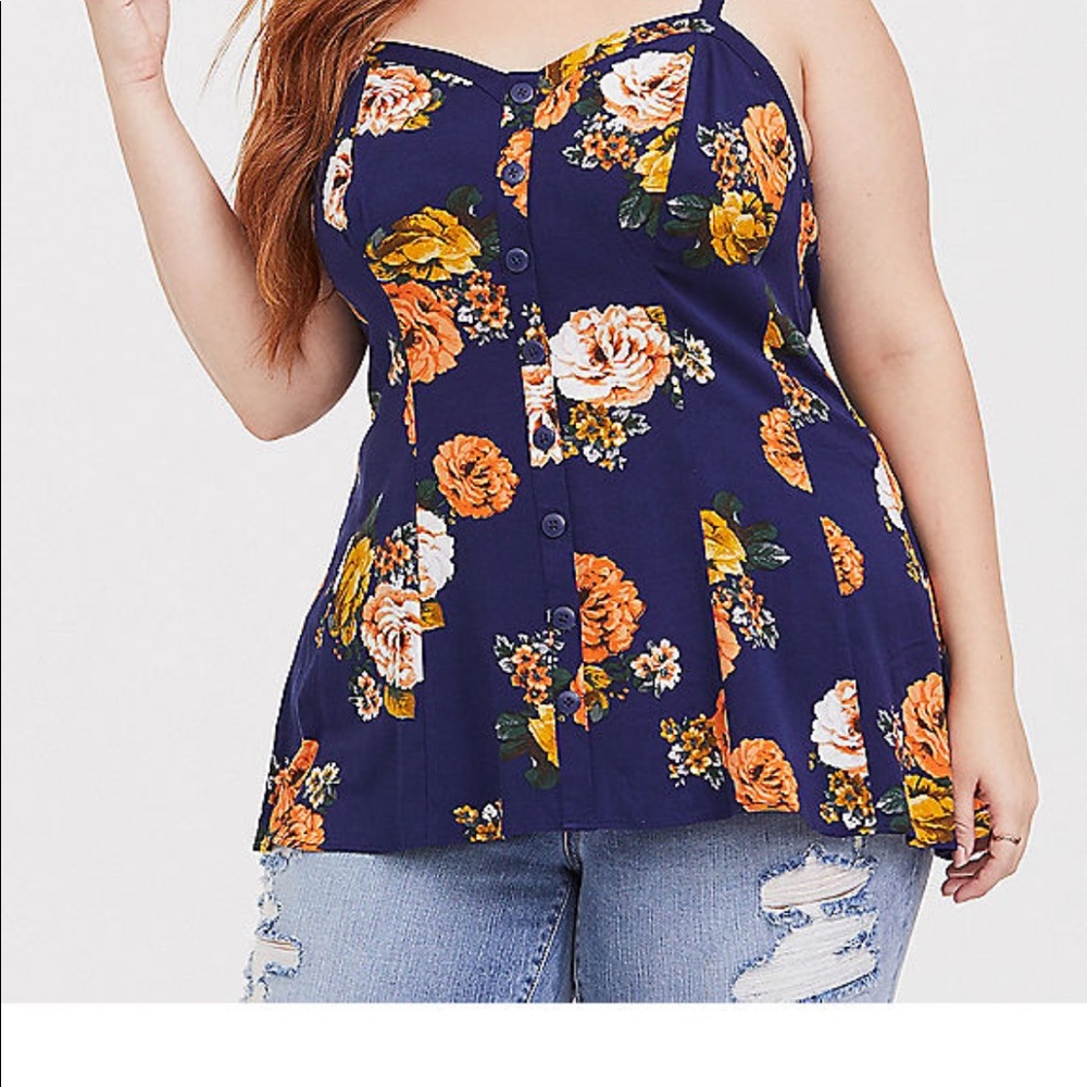 Navy Floral Challis Cami